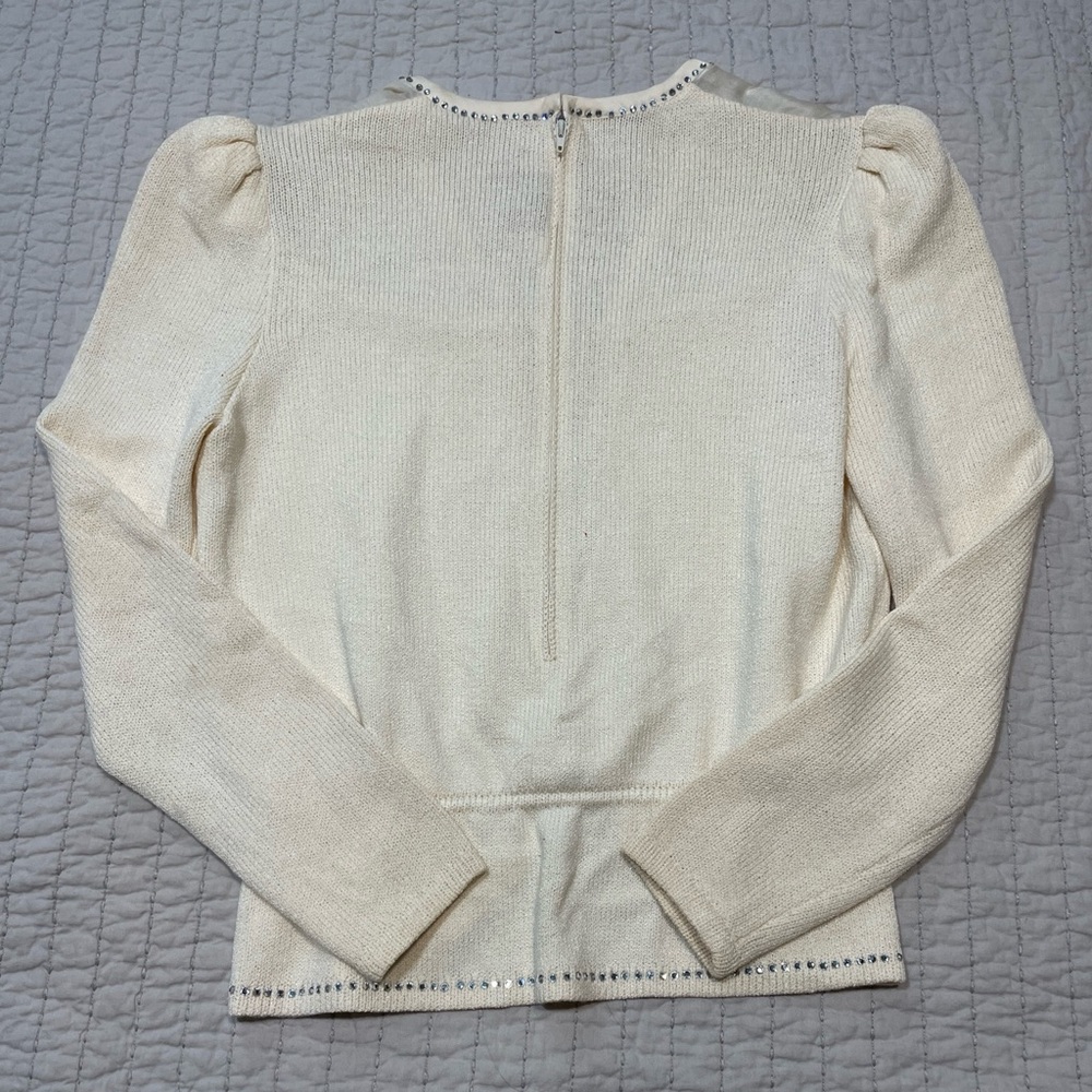 St. John By Marie Gray Knit Cream Cardigan Women’s Size 6 - Picture 8 of 10